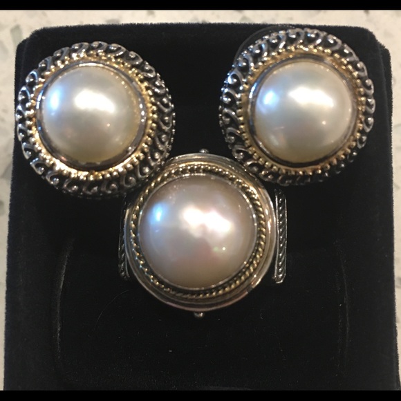 Jewelry - SOLD Sterling Silver and 14K Yellow Gold Pearl Set